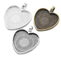 Wholesale 25mm Metal Heart Bezel Pendant Blank Cabochon Base Tray Setting Necklace Pendant for Jewelry Making