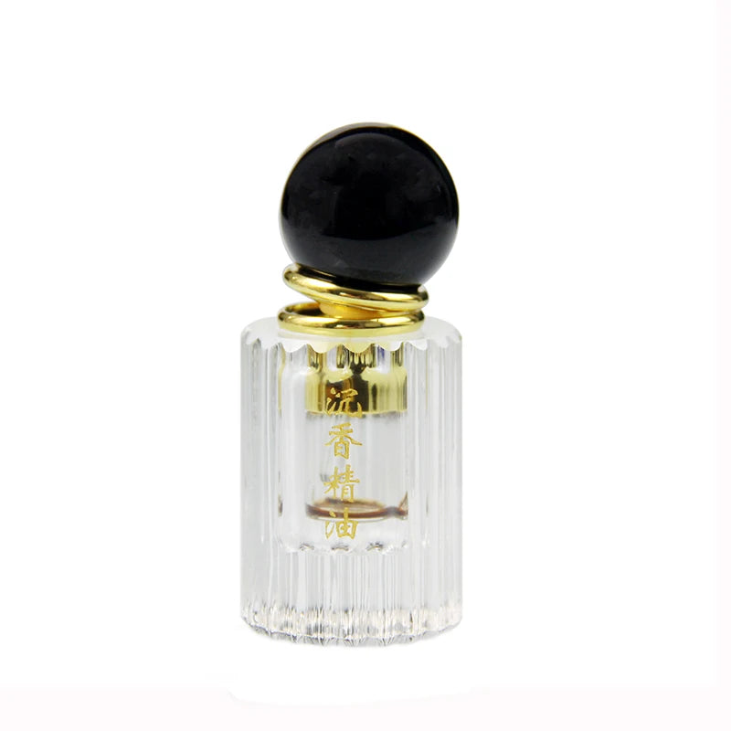 Fancy 1ml Arabian Crystal Oud Essential Oil Bottle ODM OEM Empty Round Glass Perfume Aroma Bottle with Box