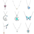 Jiangyuan Wholesale 925 Sterling Silver Jewelry butterfly Bunny Daisy Fantastic Heart Glass Star and Moon Women Necklace