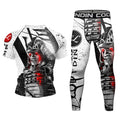 2 in 1 Compression Sport Suits Customization Men Grappling BJJ Jiu Jitsu Rash Guard Set Polyester Men's Quick-dry Tracksuits