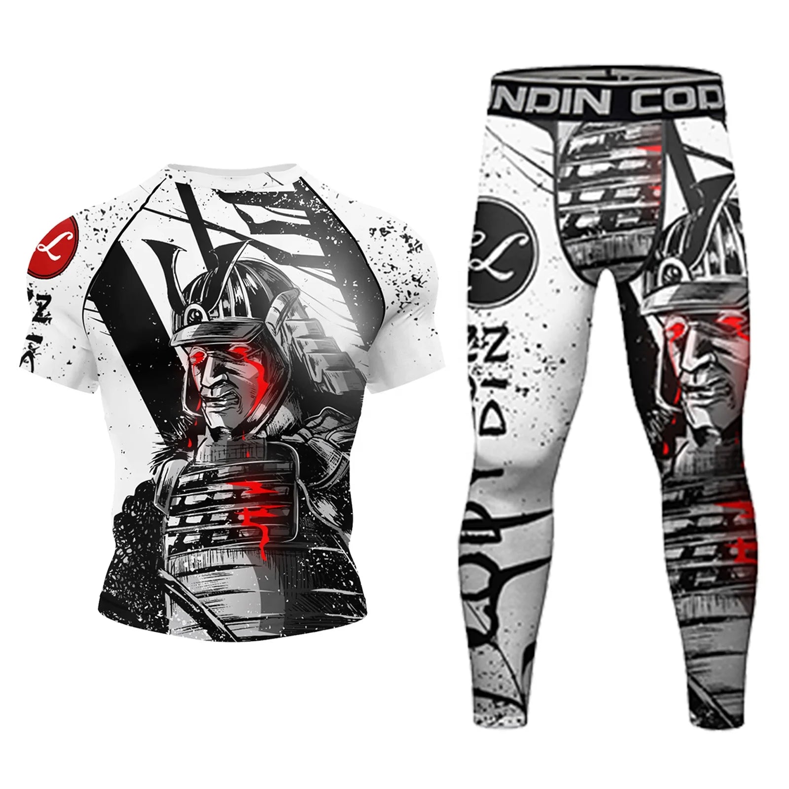 2 in 1 Compression Sport Suits Customization Men Grappling BJJ Jiu Jitsu Rash Guard Set Polyester Men's Quick-dry Tracksuits