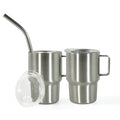 3oz Wine Tumbler Double Wall Stainless Steel Shot Glass Mug Non Vacuum 3oz Shot Glass Cup With Handle Straw