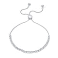 RINNTIN SB125 Handmade 925 Sterling Silver Diamond-Cut Adjustable Bolo 3mm Bead Bracelet for Women Beaded Ball Chain Bracelet