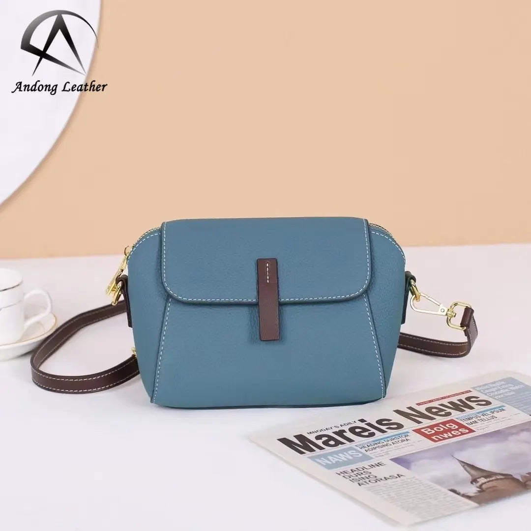 Andong Leather New Ladies Top Layer Cowhide Large Capacity Handbag Daily Casual Shoulder Bag Messenger Bag Fashion Women 9009
