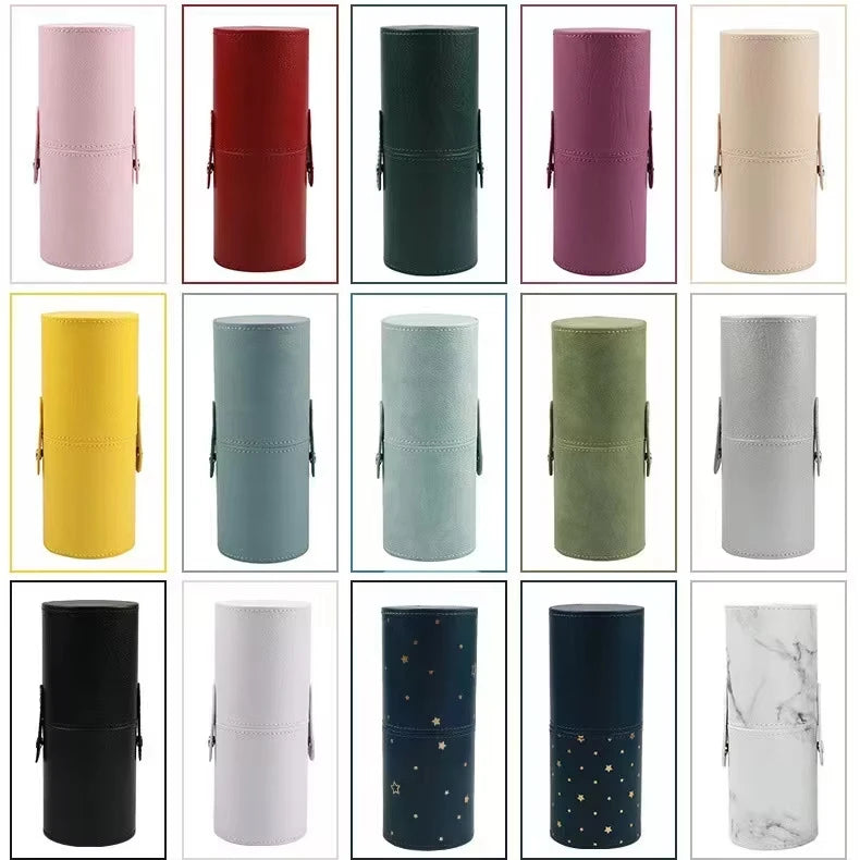 Makeup Brush Storage Bucket Large Capacity Leather PU Makeup Bucket Storage Multi Color Beauty Makeup Tools Spot Wholesale