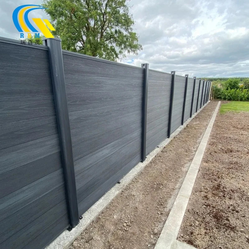 Home Yard Safety Rustic Minimalist Luxury European Fence Panel Wood Plastic Composite Recycled Metal Aluminum Post Wpc Fence Set