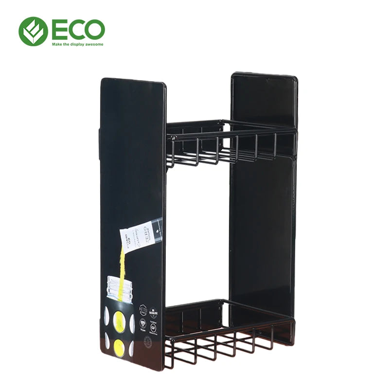 Wholesale Foldable & Rotating Metal Floor Rack with Hooks Shelf Tools Shop Exhibition Product Display Stand