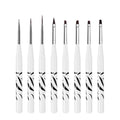 8pcs/set White UV Gel Nail Brush Nylon Hair Plastic Handle Nail Art Painting Pen Nail Dotting Pen Set