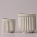 Modern Minimalist Round Concrete Planter with Vertical Lines Home Garden Flower Pot with Holes Wholesale Pricing