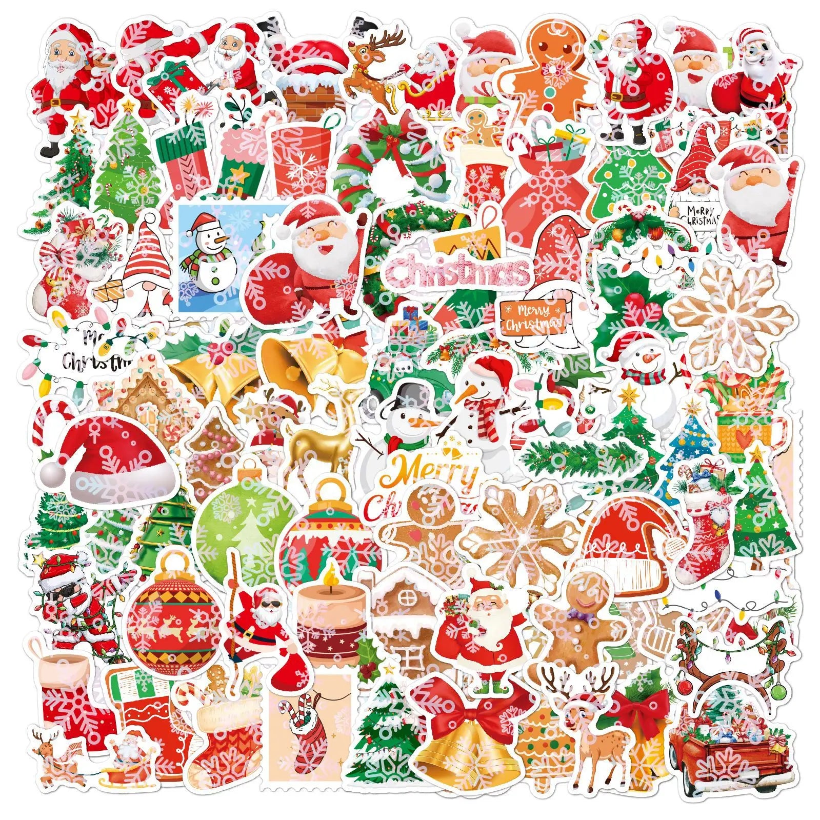 100 P Holographic Laser Glitter Christmas Stickers for Kids Waterproof Flash Water Cup Party Diy