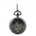 BOSHIYA Antique Brass Hollow Six Leaves Half Hunter Hand Winding Mechanical Pocket Watch 48MM Skeleton Display Roman Numeral