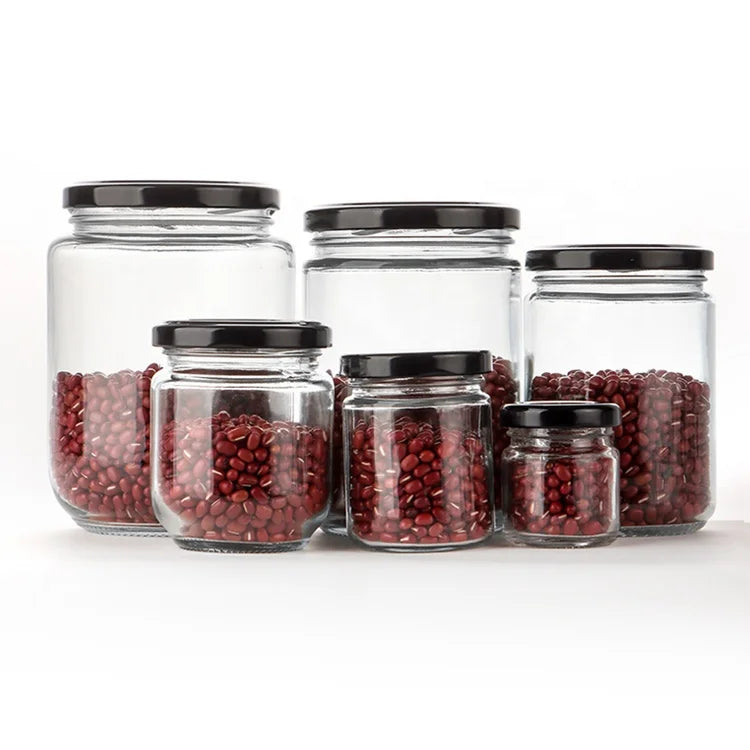 Wholesale Celar Kitchen Storage Containers 75ml to 1000ml Glass Mason Jar with Straw Hole Lid