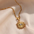 Boho Hollow Evil Eye Necklace Gold Plated Stainless Steel Pendant Necklace for Women Designer Jewelry Statement Necklaces