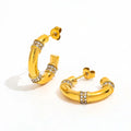 Trendy 18K Gold Plated PVD Waterproof Tarnish Free Luxury CZ Zircon Stainless Steel C Hoop Earring Fashion Jewelry
