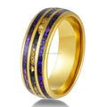 POYA Galaxy Nebula Meteorite Band Purple Sandstone Tungsten Wedding Ring 8mm Damascus Pattern Nebula Ring