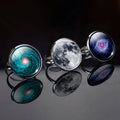 Wholesale Full Moon Jewelry Luminous NebulaGlass Cabochon Eyes Rings Women Adjustable