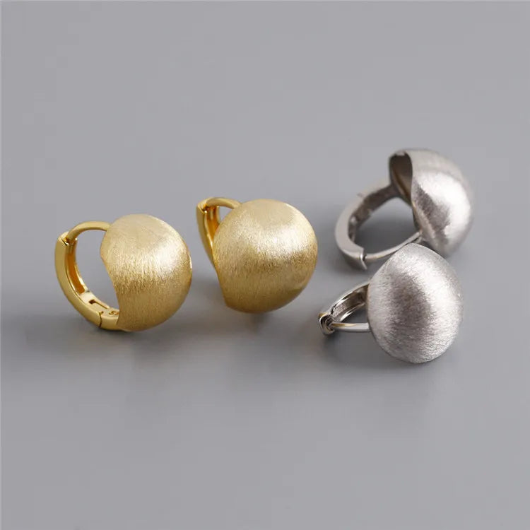 SP New Arrived Chunky Fashion Minimalist Luxury Matt Brushed Gold Ball Hoop Earrings for Women