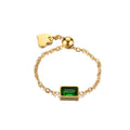 18K Gold Plated Adjustable Stainless Steel Inlay Zirconia Diamond Pulling Adjustable Ring Colorful Party Engagement Jewelry