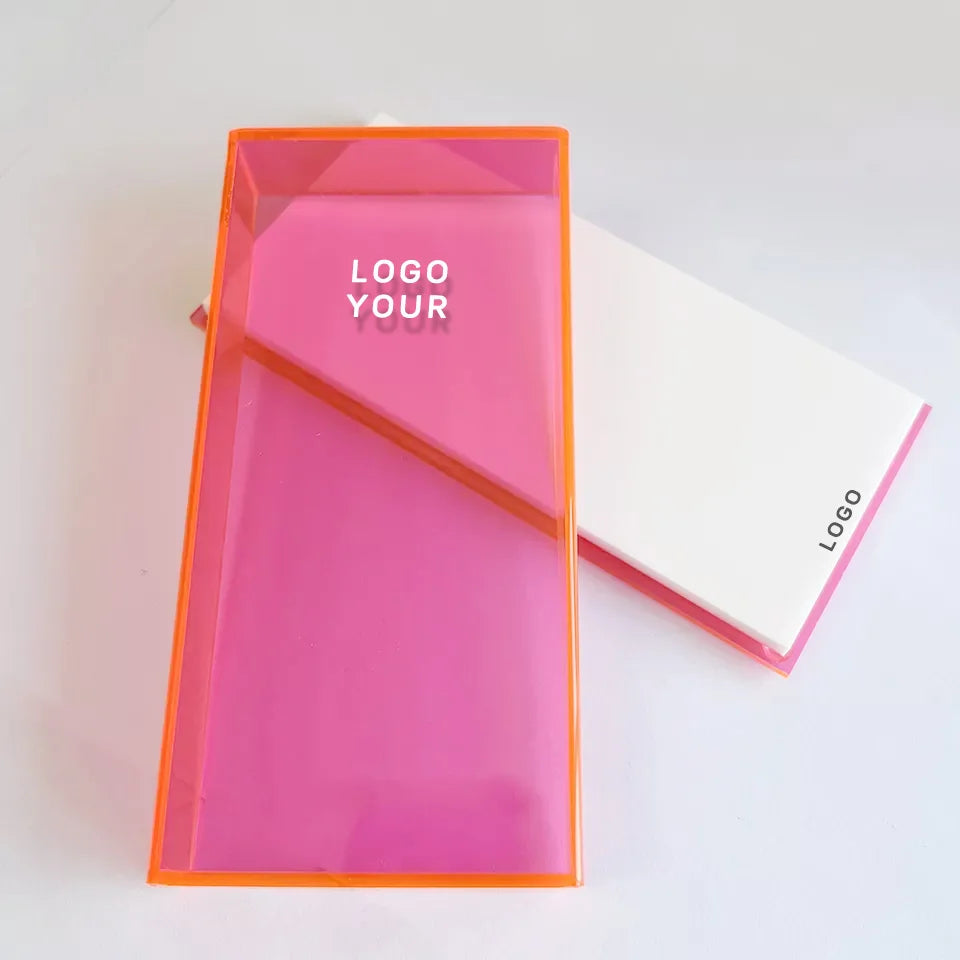 Custom Private Logo Colorful Acrylic Lash Tile Plate With Cover Eyelash Holder Organizer Storage Box for Eyelash Extension Tool