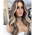 Long Inches Double Drawn Ombre Ash Blonde Color Straight Wave Human Hair Transparent HD Lace Front Wigs Cold Brown Color Wig