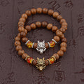 Natural Stone Wood Beads  Yoga Valconic Healing Energy Lava Stone Wood Bracelet Dragon Head