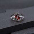 Abiding Natural Red Garnet Nano Smoky Unique Design Engagement Anniversary 925 Sterling Silver Rings for Women Gift