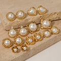 2025 New Arrival Light Luxury 316L Stainless Steel 18k Gold Plated Heart Flower Pearl Stud Earrings for Women Fashion Jewelry