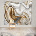 Flow Gold River Polyester Printed Modern Wall Hanging Cloth Tapestry for Sofa Cover Tablecloth