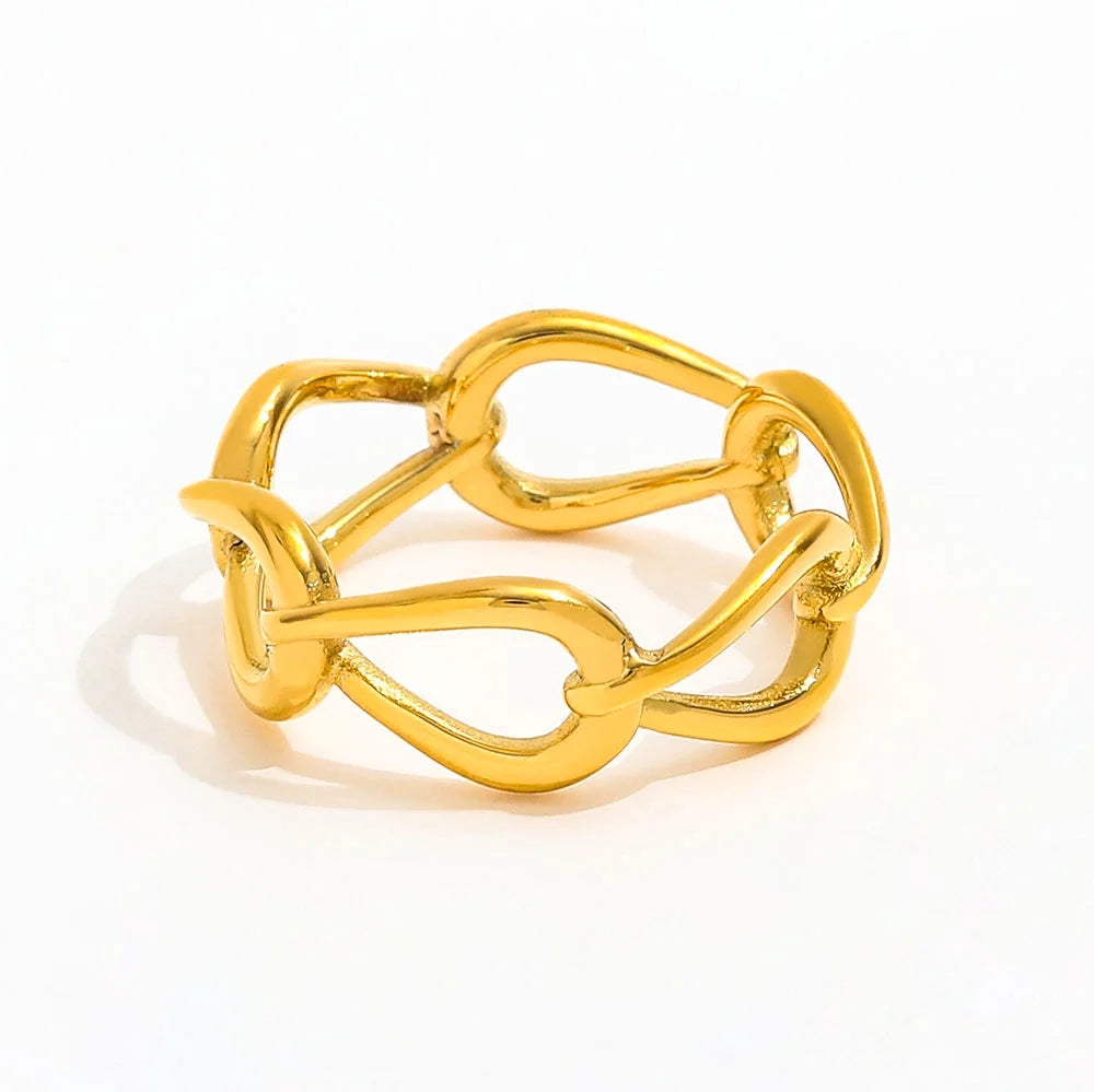 Joolim Jewelry 18K Gold Plated Chunky Link Chain Stainless Steel  Rings for Women Tarnish Free & Waterproof