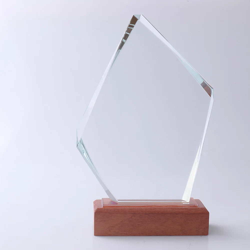 Blank Awards Crystal Trophy with Wooden Base MH-NJ0147