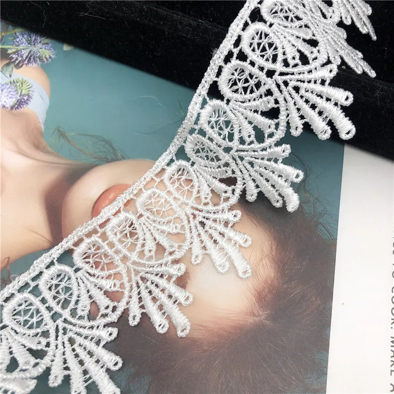 Cheap White Bridal Embroidered Lace Trim Ribbon Applique DIY Sewing Crafts 4.5cm Wide