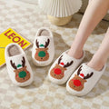 Popular Christmas Slippers Elk Cotton House Girl Cute Slides Bedroom Ladies Female Plush Shoes Winter Slippers