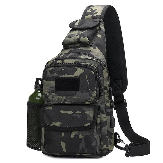 USB Charging Port Fashion Water Resistant Travel Crossbody Sling Bag Bottle Holder Outdoor Men Messenger Shoulder Bag for Hiking MegaBDM