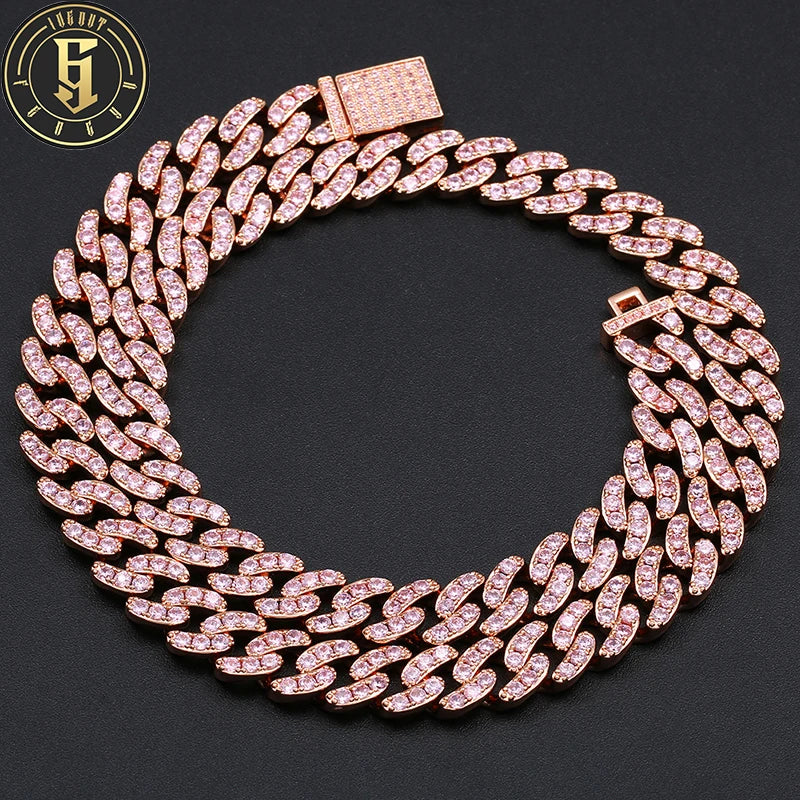 Fashion Fine Jewelry Hip Hop 18k Gold Plated Rose Gold Cz 8mm Miami Cuban Link Chain Iced Out Chocker Necklace for Men