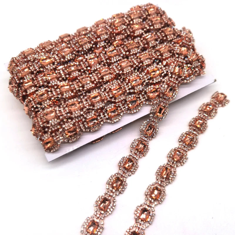 Wholesale Crystal Rhinestone Chain Trimming Rose Gold Crystal Chain Trim