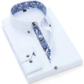 RNSHANGER Classic Long Sleeve Work Shirts for Men's Business Button up Men's Dress Shirt With Regular Fit White Shirt