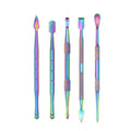 5PCS Nail Art Stainless Steel Cuticle Pusher Set Double-ended Cuticle Pusher Dead Skin Remove Manicure Pedicure Clean Tool Set