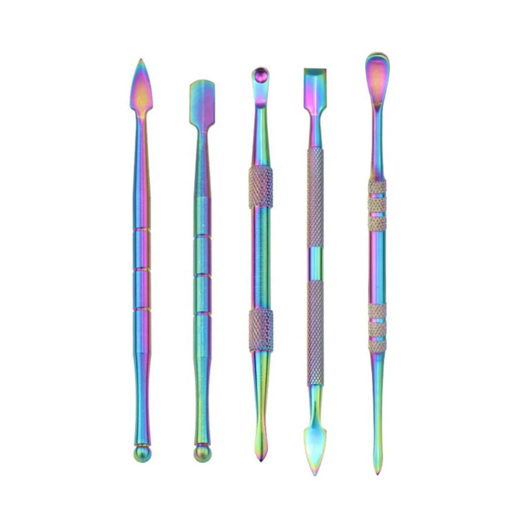 5PCS Nail Art Stainless Steel Cuticle Pusher Set Double-ended Cuticle Pusher Dead Skin Remove Manicure Pedicure Clean Tool Set