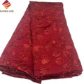 Luxury Red African Brocade Jacquard Fabric High Quality Embroidered Metallic Brocade Lace Fabric for Women Party Dress