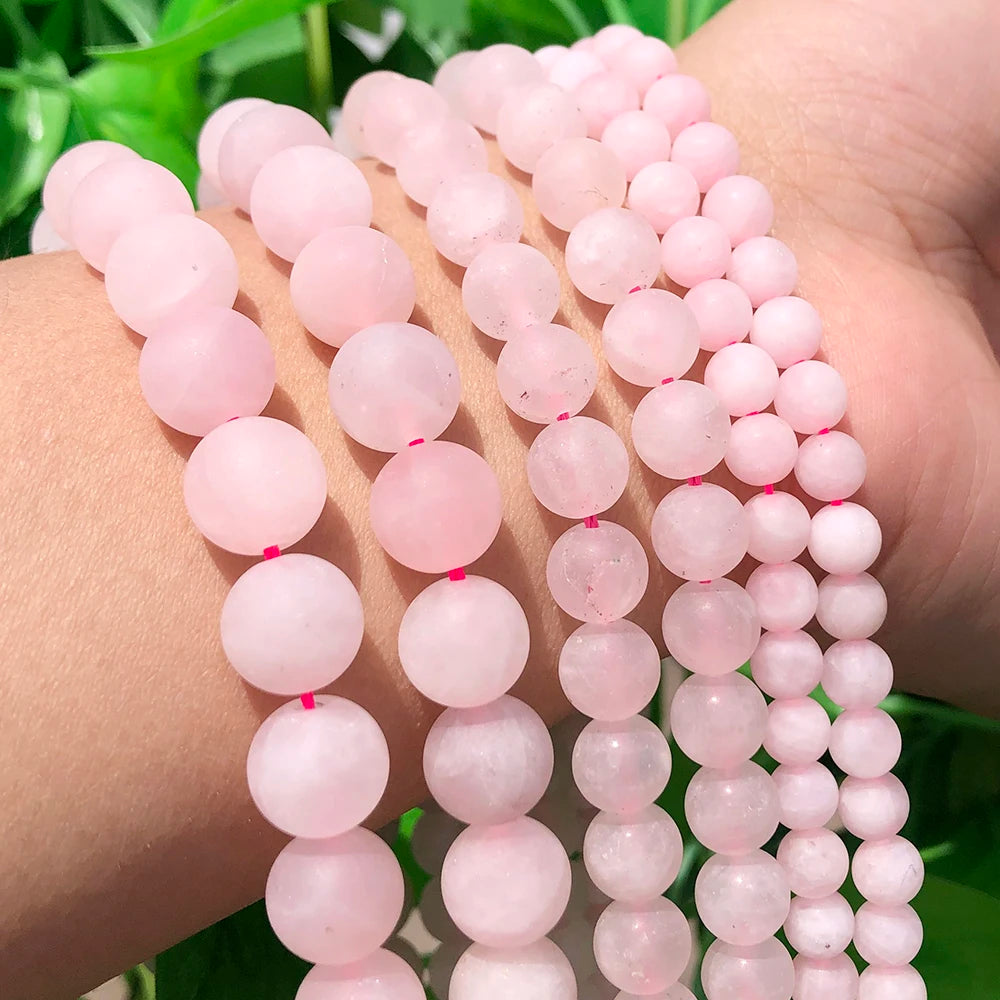 Wholesale 4/6/8/10MM Matte Rose Quartz Stone Beads Dull Polish Pink Color for DIY Jewelry Making