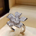 Trendy Flower Shaped Cubic Zirconia Rings Silver Color New Trendy Jewelry Exquisite Female Party Big Rings for Women Jewelry