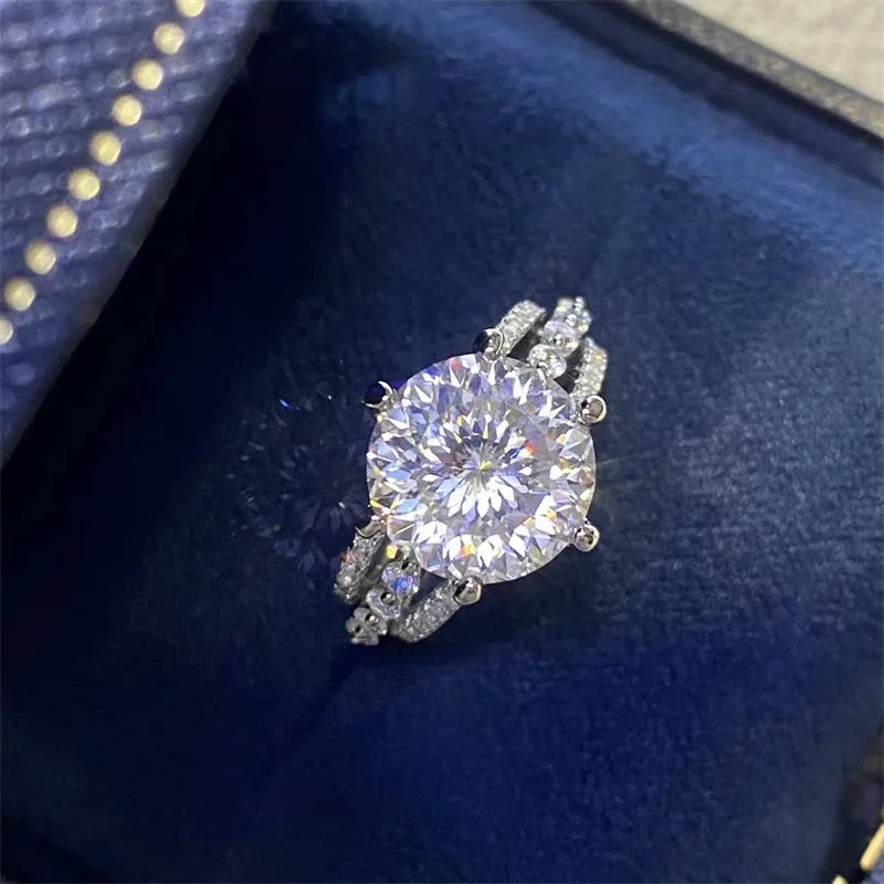 Silver 925 Original 5 Carat Excellent Cut Pass Diamond Test D Color VVS1 Hundred Flowers Moissanite Ring with GRA Certificate