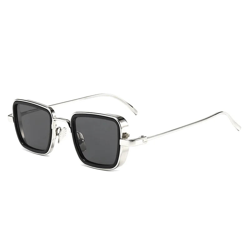 High Quality UV400 Gold Thick Metal Frame Retro Square Sunglasses for Unisex Fashion