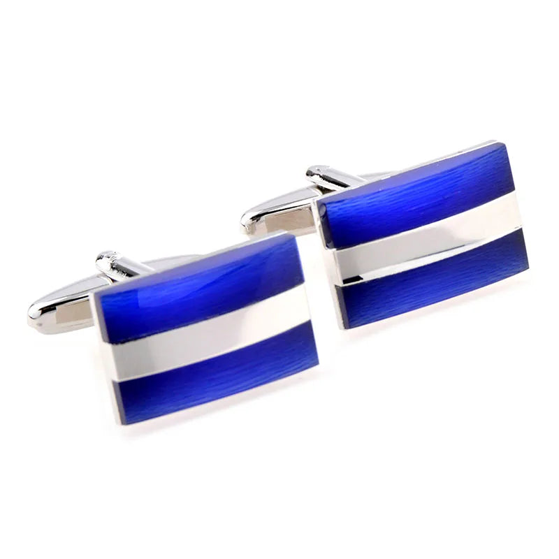 Wholesale Silver Plated Cufflinks Blue Orange Cat Eye Agate Stone Set Tie Clip Groom Wedding Dress Formal Suit Shirt Accessories