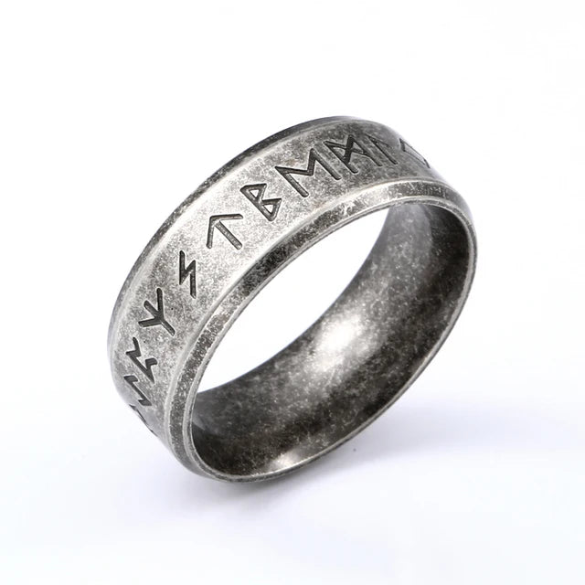 SS8-R133 Steel Soldier Stainless Steel Odin Norse Viking Amulet Rune MEN Ring Fashion Words Retro Jewelry