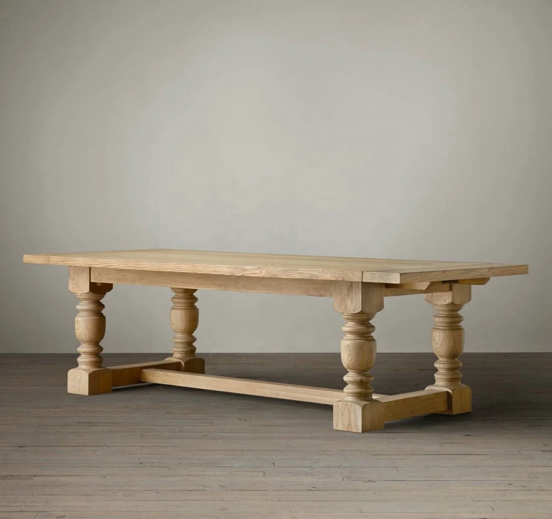 French Country Traditional Solid Wood Eco-Friendly Durable 10-Seater Dining Table