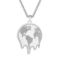 Summer Jewelry Stainless Steel Melting Earth Map Pendant Necklace for Man