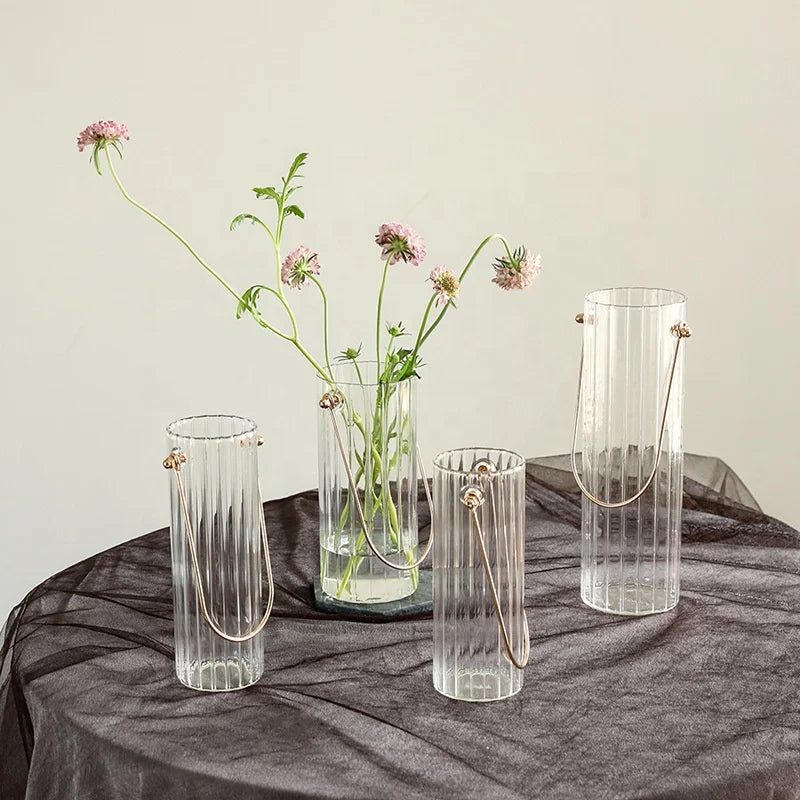 Modern Minimalist Nordic Living Room Flower Arrangement Glass Vase Flowers Dried Flowers Decorative Glass Vase