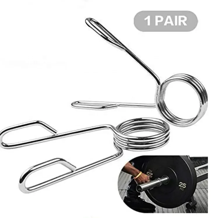 High Quality 50mm 2 Inch Metal Barbell Collar Clips Spring Barbell Clamps Clips for Gym Barbells