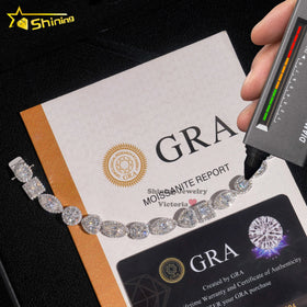 Grace Jewelry Fashion Iced Out 925 Sterling Silver Lab Grown Diamond VVS Moissanite Tennis Bracelet for Men Woman